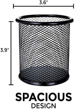 Load image into Gallery viewer, Akmy by Jackson Flag Company Pen Holder Mesh Pencil Holder Metal Pencil Holders Pen Organizer Round Padded Base Black for Desk Office - 3 Pack