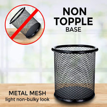 Load image into Gallery viewer, Akmy by Jackson Flag Company Pen Holder Mesh Pencil Holder Metal Pencil Holders Pen Organizer Round Padded Base Black for Desk Office - 3 Pack