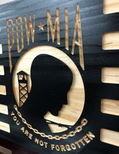 Load image into Gallery viewer, Jackson Flag Company - Handcrafted POW Mia Flag Engraved Wood Wall Art Décor American Flag 21.3 x 11.2 - Clean