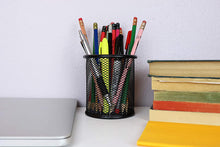 Load image into Gallery viewer, Akmy by Jackson Flag Company Pen Holder Mesh Pencil Holder Metal Pencil Holders Pen Organizer Round Padded Base Black for Desk Office - 3 Pack