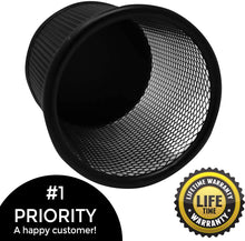 Load image into Gallery viewer, Akmy by Jackson Flag Company Pen Holder Mesh Pencil Holder Metal Pencil Holders Pen Organizer Round Padded Base Black for Desk Office - 3 Pack
