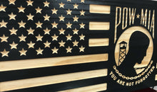 Load image into Gallery viewer, Jackson Flag Company - Handcrafted POW Mia Flag Engraved Wood Wall Art Décor American Flag 21.3 x 11.2 - Clean
