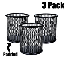 Load image into Gallery viewer, Akmy by Jackson Flag Company Pen Holder Mesh Pencil Holder Metal Pencil Holders Pen Organizer Round Padded Base Black for Desk Office - 3 Pack
